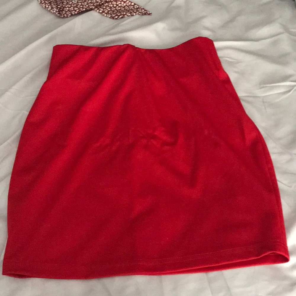Red mini skirt